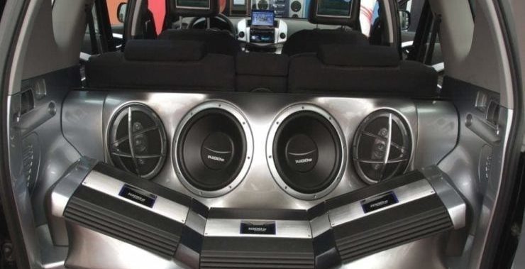 sub woofer set in the back of a car