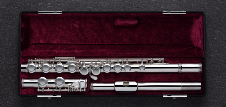 a beautiful flute in its case
